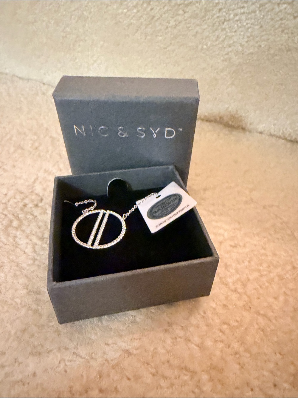 NIC & SYD Silver Circle Pendant Necklace with Swarovski Crystal Accents - Silver